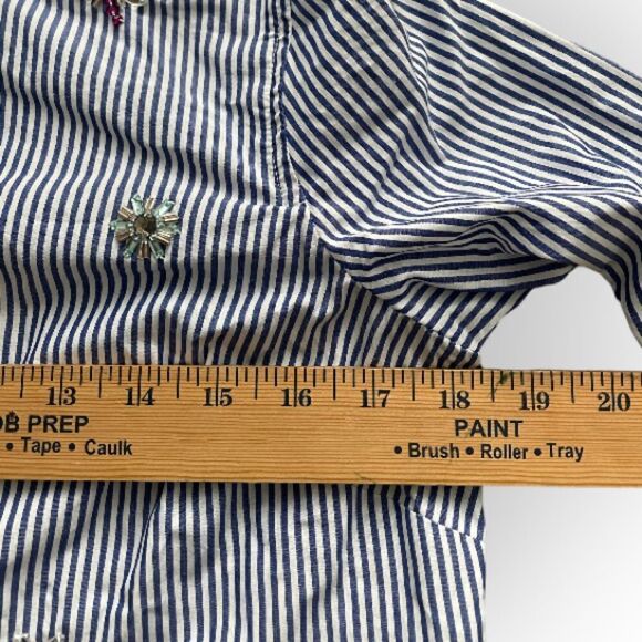 Talbots 3D Gem studded striped blouse size SP 000052 - Picture 4 of 5